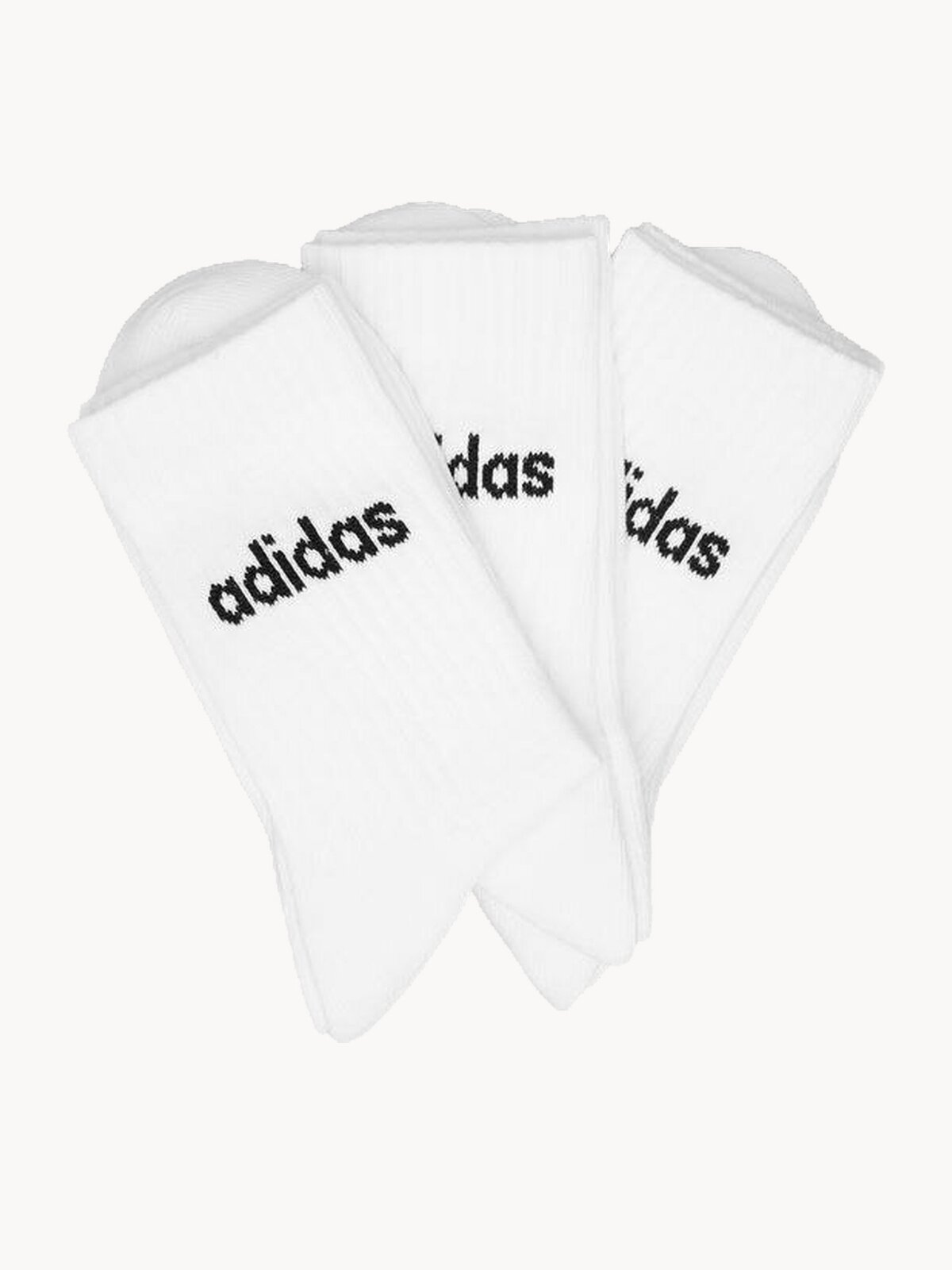 Носки adidas Linear Crew, комплект, 3 пары, размер S INT, белый/черный — фото 1