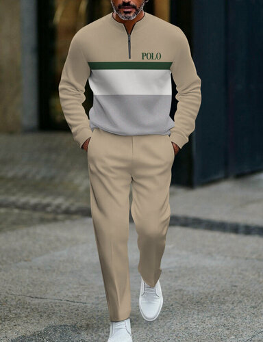 Изображение товара Мужской костюм с полумолнией, повседневный, универсальный, спортивный, осень/зима