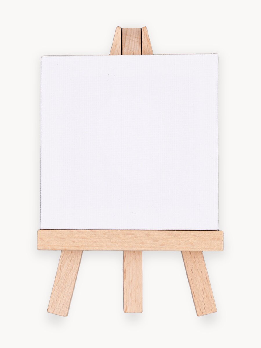 Мини мольберт Малевичъ с холстом 7х7 см, набор для творчества 6 шт.