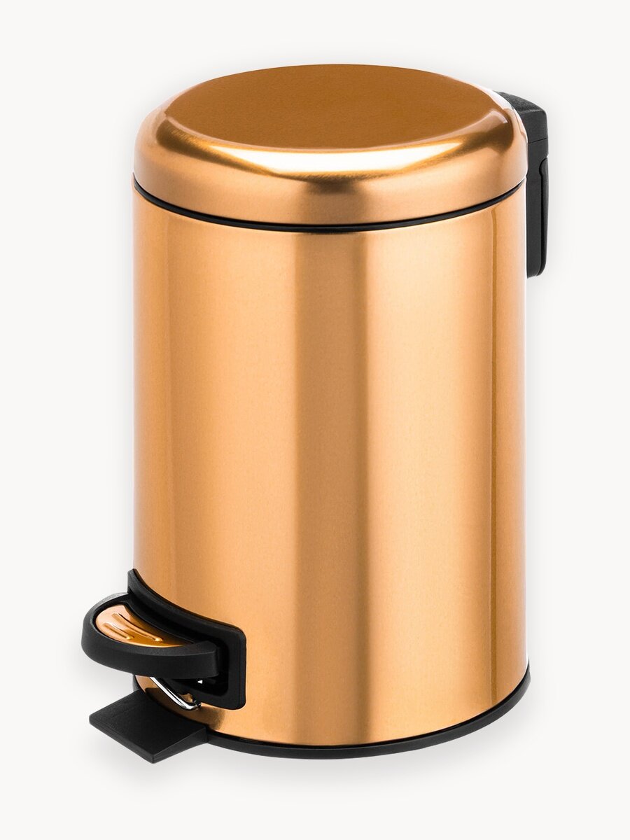 Ведро для мусора 3 л 22,5х17х26,5 см El Casa, с крышкой, с педалью, бронзовый