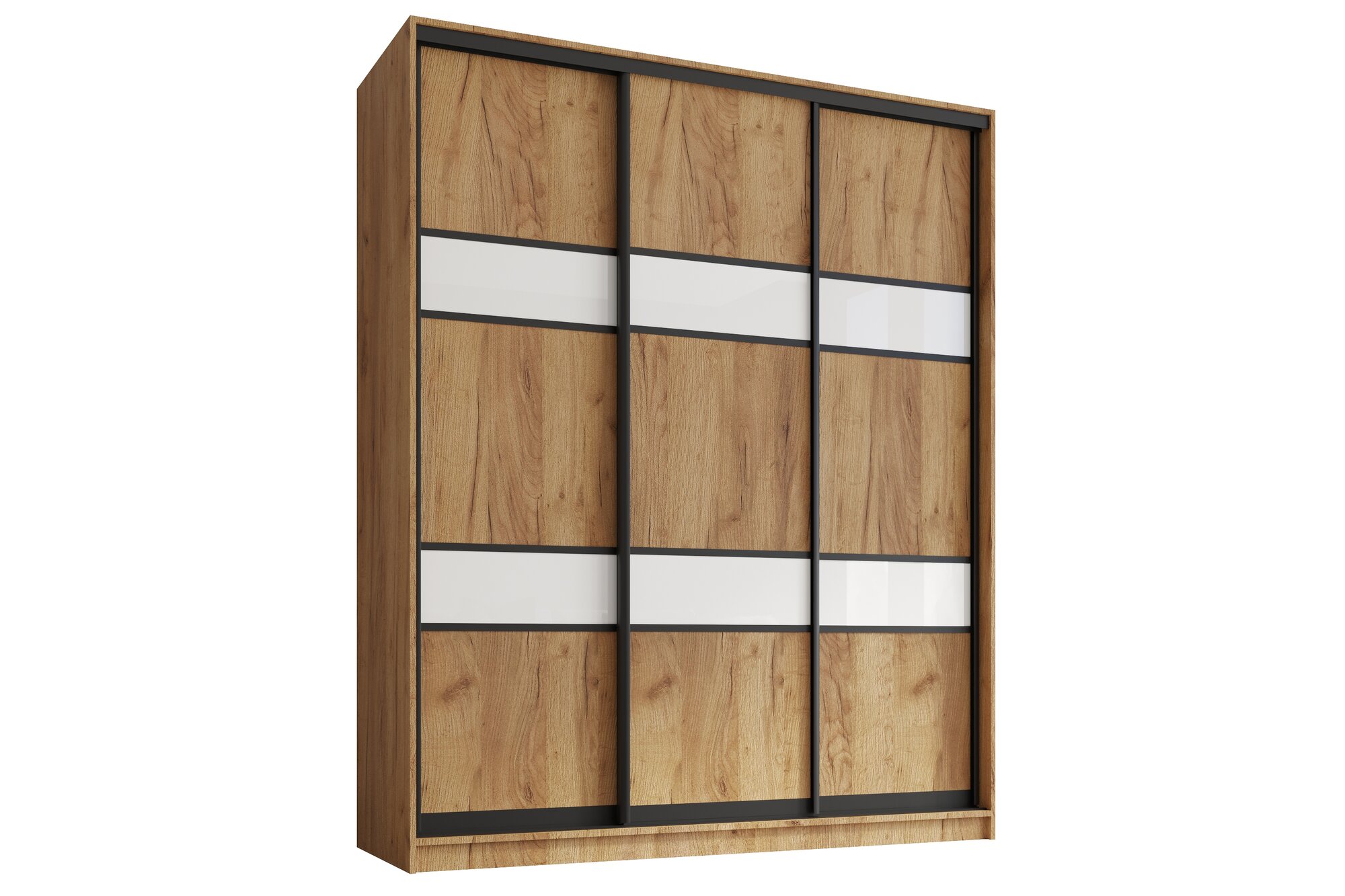 Шкаф-купе Каппи 3 180-60-240 дуб крафт золотой профиль черный глянец наполнение белье/платье