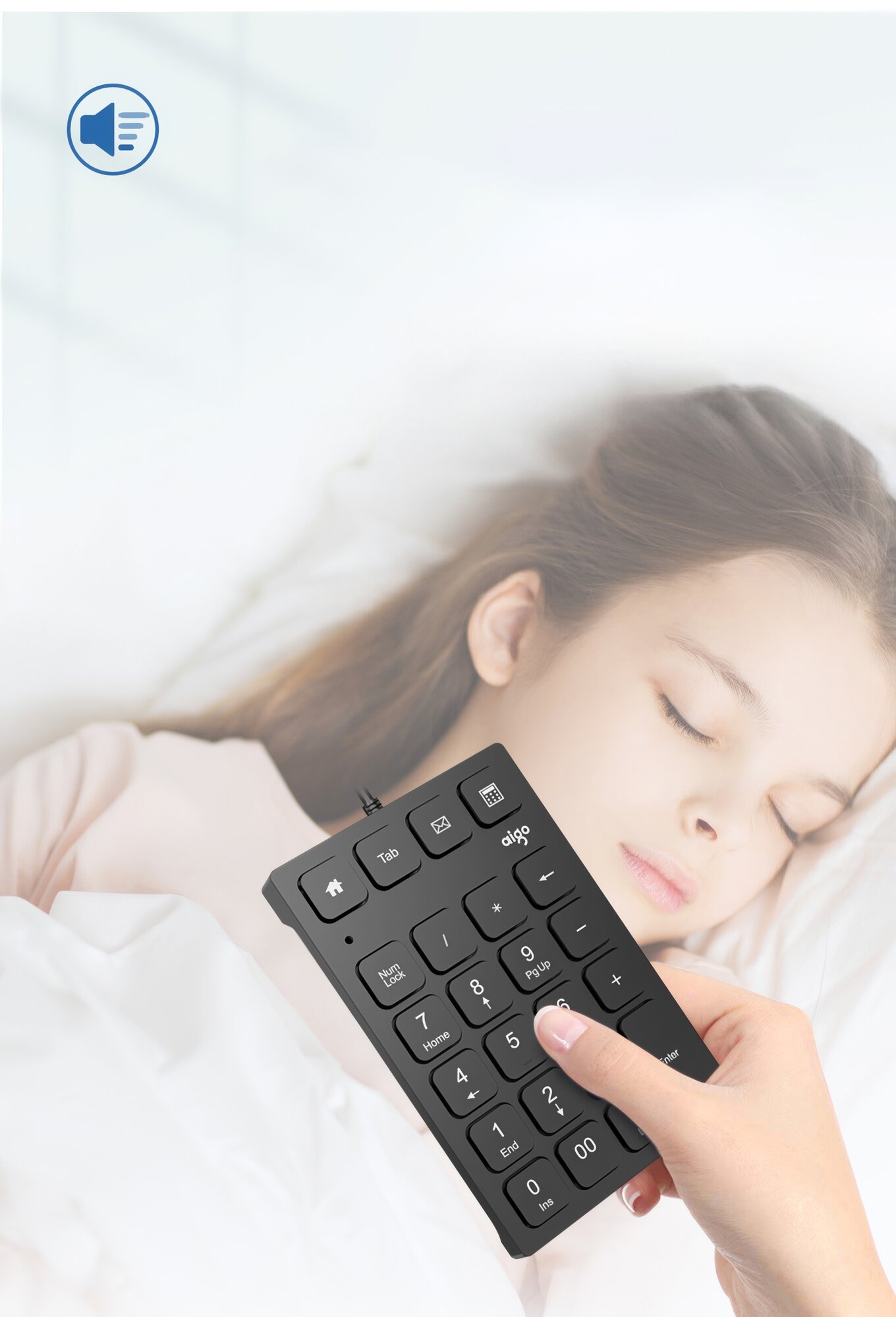 Проводной цифровой блок клавиатуры Aigo Slim Keypad Numpad N28 черный космос — фото 1