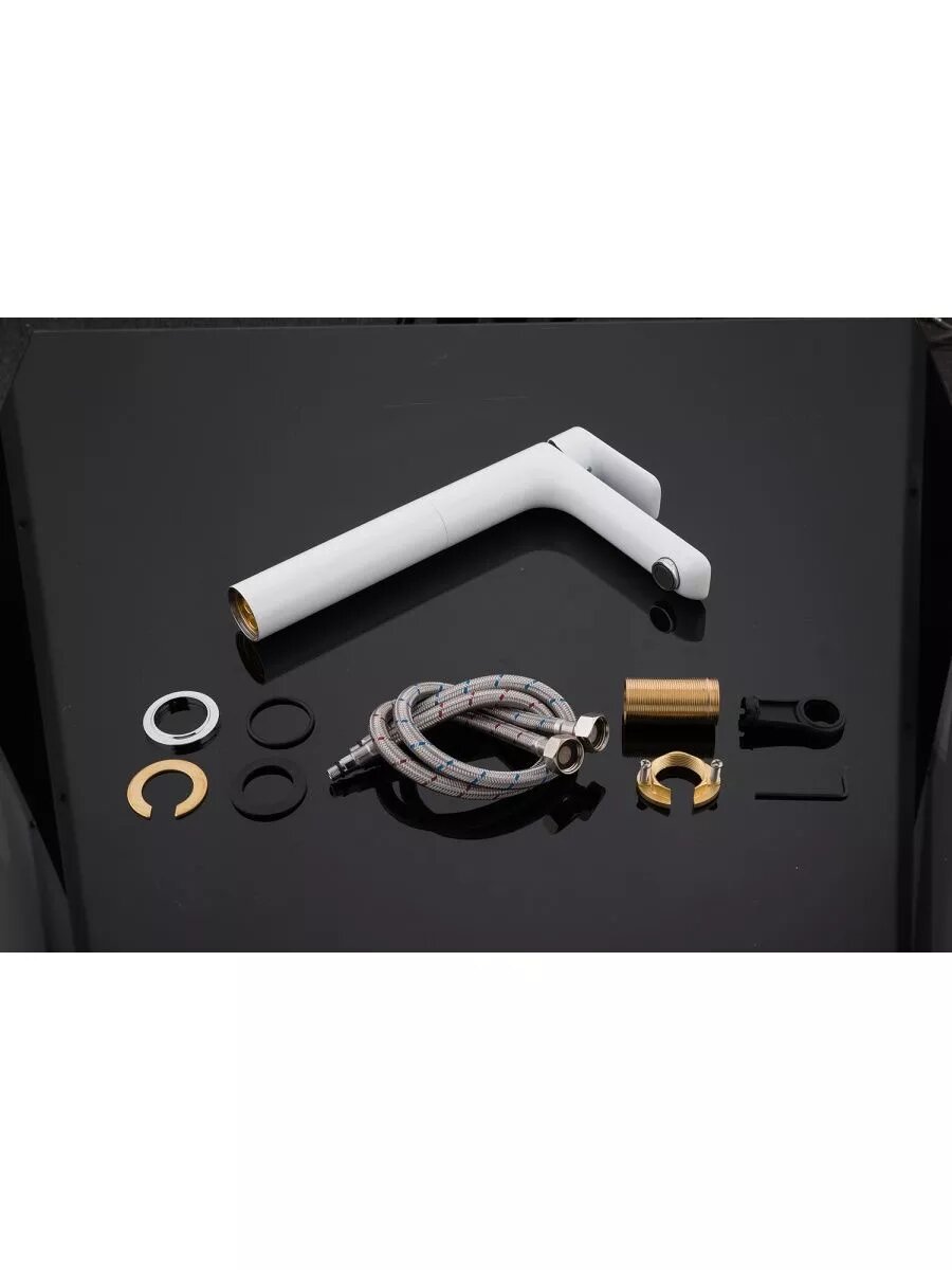 Смеситель для раковины высокий Gappo G1048-2, латунь в цвете белый/хром — фото 1