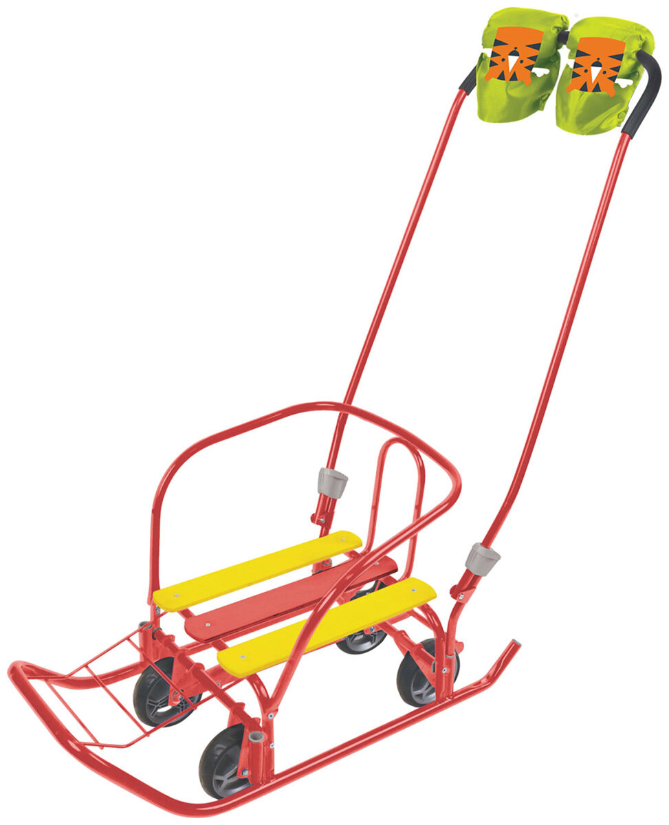 Санки Ника Игрушка "Ветерок 7" универсал с рукавичками, алый