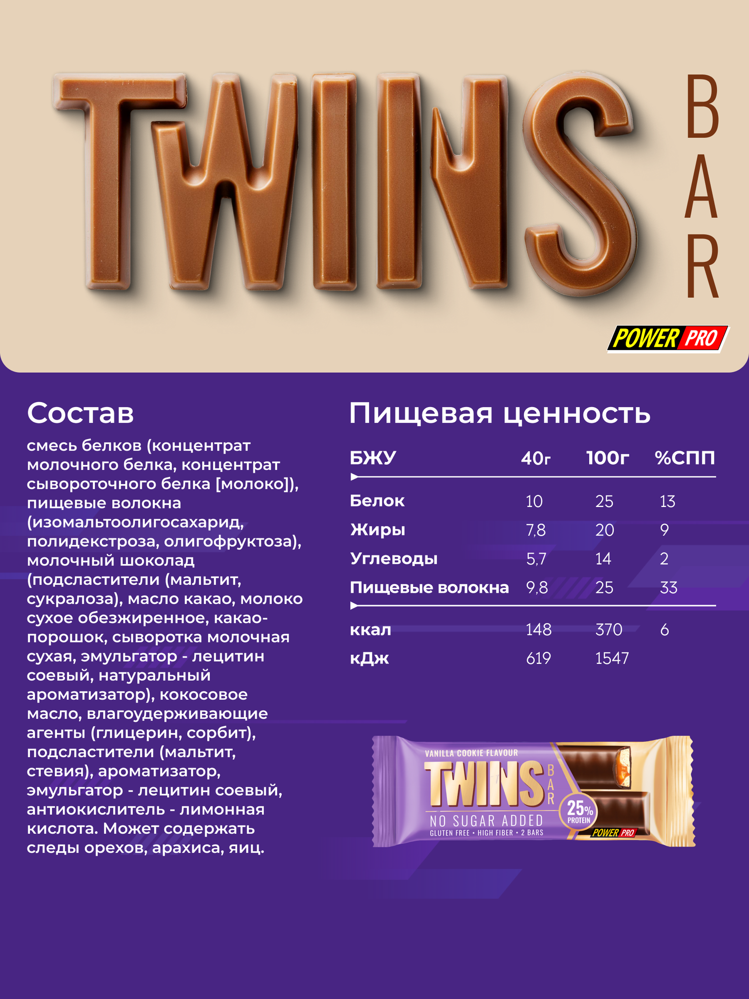 Протеиновые батончики без сахара TWINS BAR ассорти, 12 шт — фото 1
