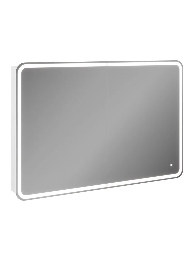 Зеркало в ванную с шкафом STWORKI Ольборг МВК078 120 со светодиодной подсветкой 120 см с розеткой белое