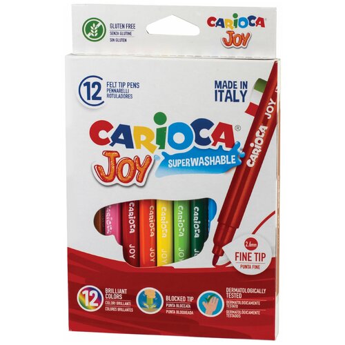 Набор фломастеров Carioca Joy, 12 цветов фломастеры 36 цветов 40 штук carioca jumbo 6 0 мм утолщенные смываемые увеличенный ресурс суперяркие картонный чемоданчик