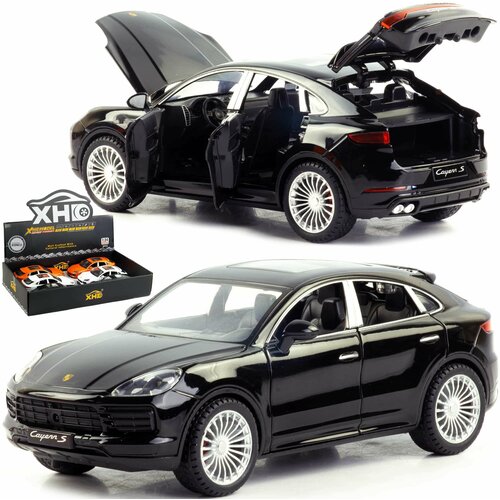 Металлическая машинка XHD 1:24 Porsche Cayenne Turbo S 2402 инерционная, свет, звук, черный / машинки игрушки автомобиль для мальчиков детские новый год подарки детям ребенку игрушечные коллекционные порше модельки