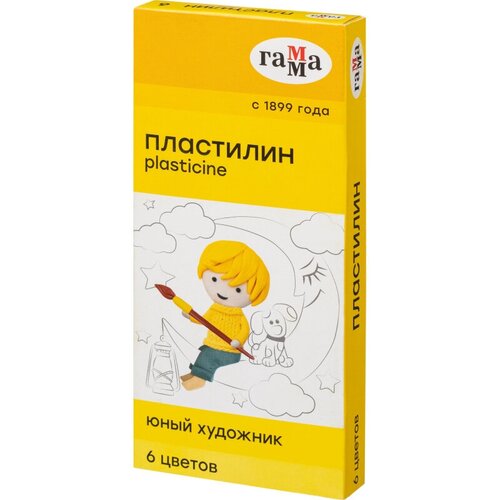 Пластилин Гамма Юный художник 6цв 84гр со стеком, к/к набор для дет творч 7 предметов юный художник подарочный к к