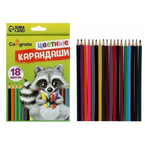 Карандаши 18 цветов шестигранные в картонной коробке 643₽