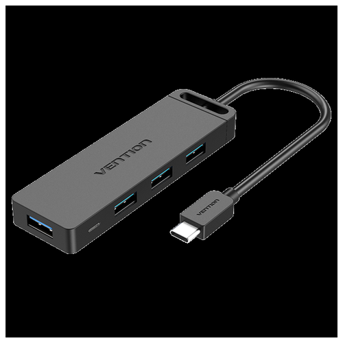 Порт-репликатор Vention Type-C to 4-Port USB 3.0 Hub with Power Supply Black 0.15M ABS Type порт репликатор vention type c to 4 port usb 3 0 hub with power supply black 0 15m abs type