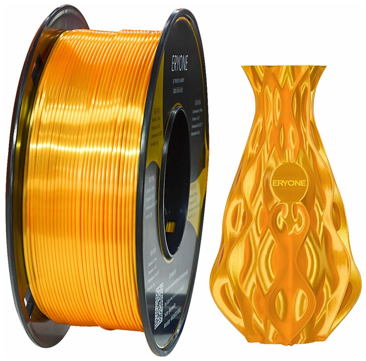 Филамент ERYONE ULTRA Silk Gold PLA 175 мм 1 кг / Ультра Шелковый Золотой пластик для 3D принтера / Золотой Металлик