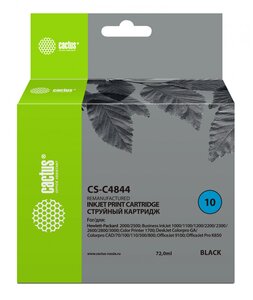 Картридж Cactus CS-C4844 №10 черный, для HP BIJ 1000/1100/1200/2200/2300/2600/2800