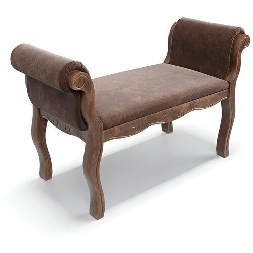 Банкетка Зельт 6, велюр, коричневый, стиль скандинавский лофт, в прихожую и спальню