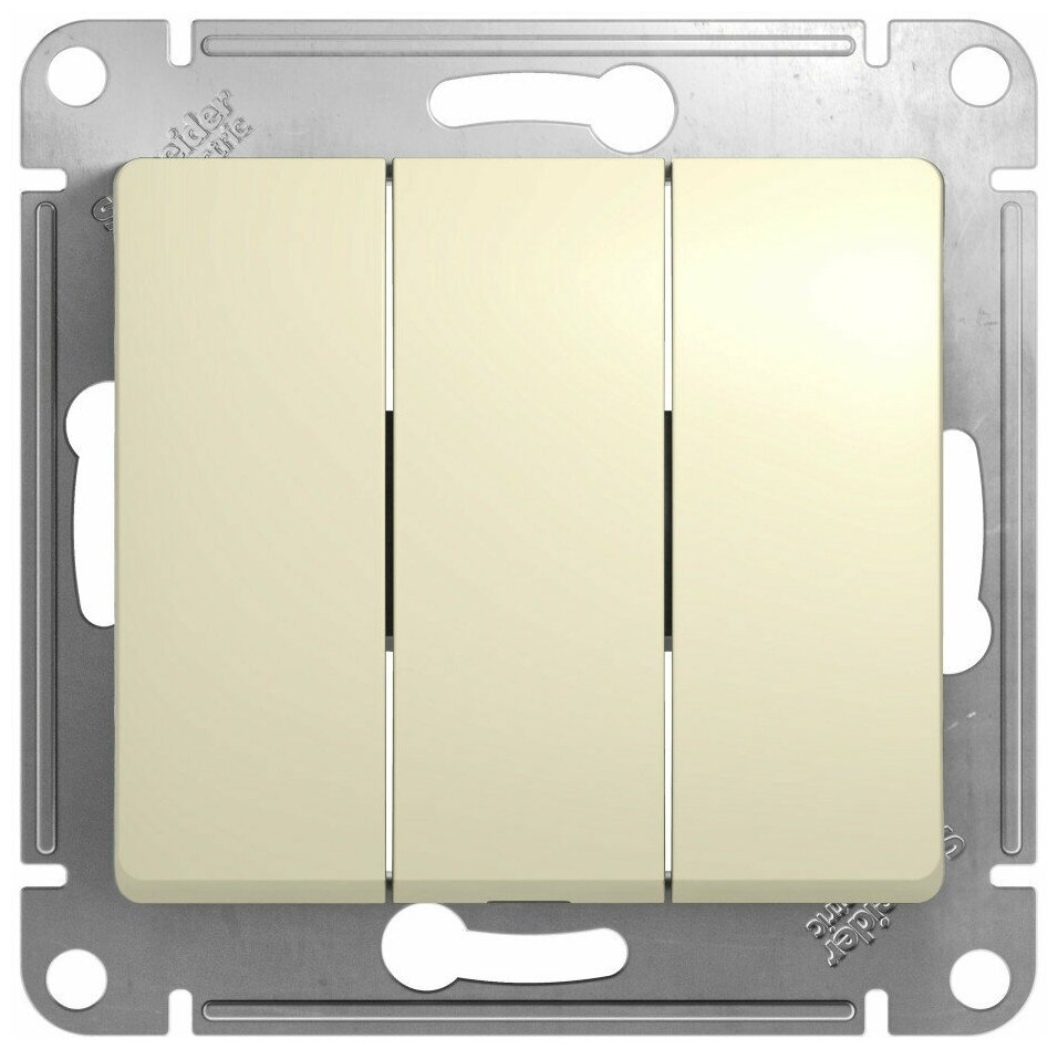 Выключатель 3-х клавишный бежевый Systeme Electric серия Glossa