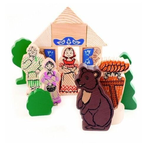 фото Настольный театр сказка маша и медведь с деревянными фигурками томик