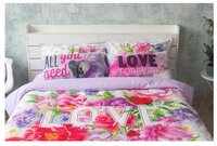 Подушка декоративная Этель Ранфорс ALL you need is LOVE, 70 x 40 см фиолетовый/розовый/серебристый
