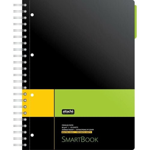 Бизнес-тетрадь Attache Smart Book А4, 120 листов, линейка, спираль, желто-зеленый (272653)