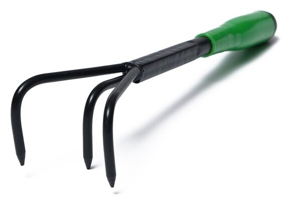 Рыхлитель, длина 35 см, 3 зубца, пластиковая ручка, зелёный - фотография № 1