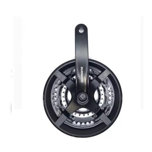 Система шатунов Shimano TY301, 175мм, Квадрат, 48/38/28 с защитой, черный,