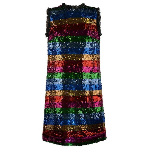 Платье Кидс фэшн, хлопок, нарядное, в полоску, размер 146, мультиколор