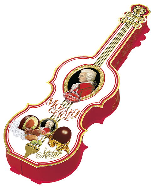 Подарочный набор конфет Reber Mozart из горького и молочного шоколада Скрипка Моцарта, 140г