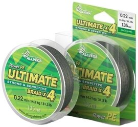 Плетеный шнур ALLVEGA ULTIMATE d=0.22 мм, 135 м, 14.2 кг, dark green