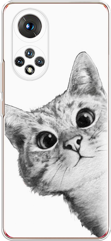 Силиконовый чехол "Кот рисунок черно-белый" на Huawei Nova 9 / Хуавей Нова 9