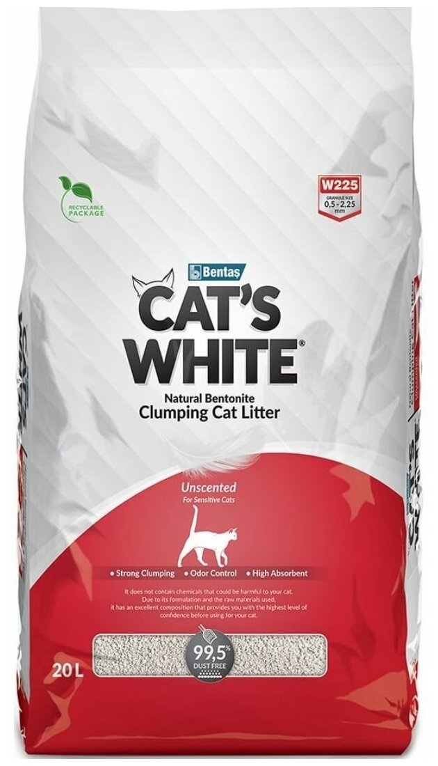 Комкующийся наполнитель Cat's White Natural натуральный без ароматизатора для кошачьего туалета (20л) - фотография № 17