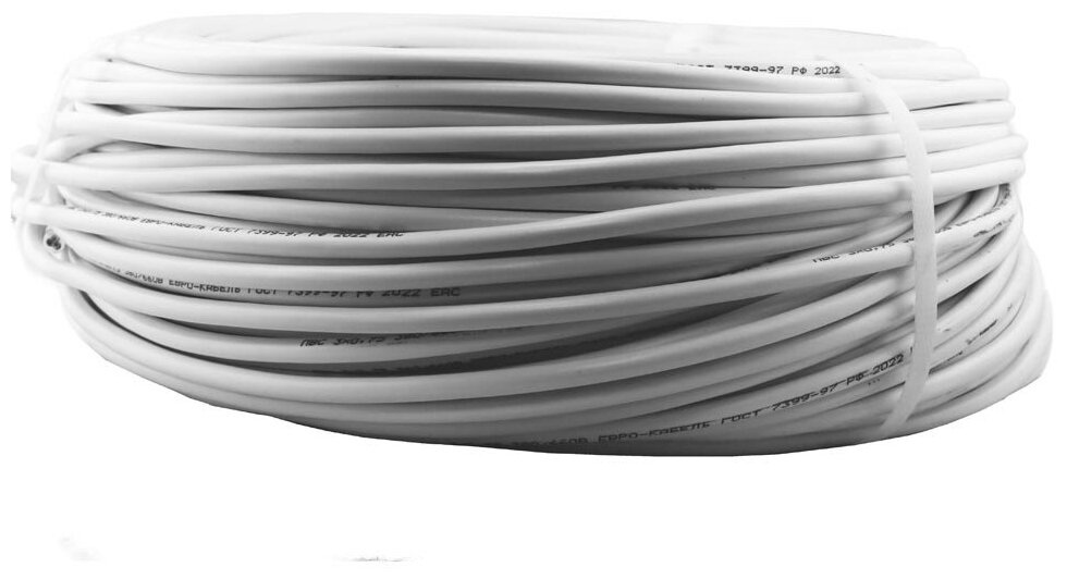 Силовой кабель ПВС 3х0,75 ГОСТ, Еврокабель, (круглый, белый), 1 метр