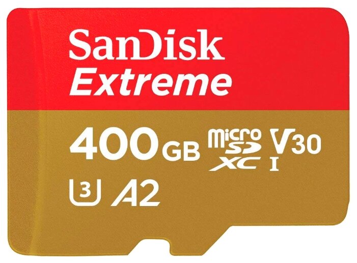 Карта памяти SanDisk Extreme microSDXC Class 10 UHS Class 3 V30 A2 160MB/s 400GB + SD adapter