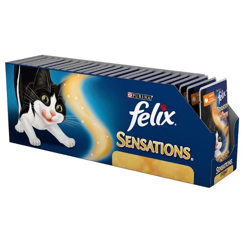 фото Корм для кошек Felix Sensations с индейкой и с соусом со вкусом бекона 24шт. х 85 г (кусочки в соусе)