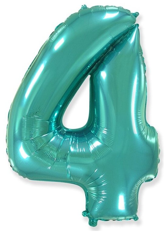 Воздушный шар фольгированный цифра 4 40" Тиффани/бирюзовый