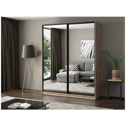 Шкаф-купе Матэрна лофт крафт серый зеркальный 180х58х240 см