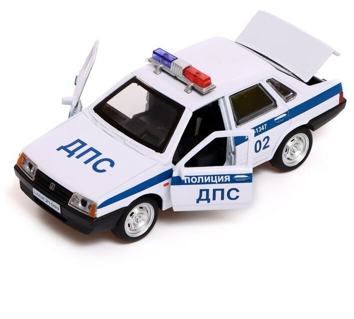 Машина металлическая LADA-21099 «Спутник полиция», 12 см, открываются двери и багажник, цвет белый