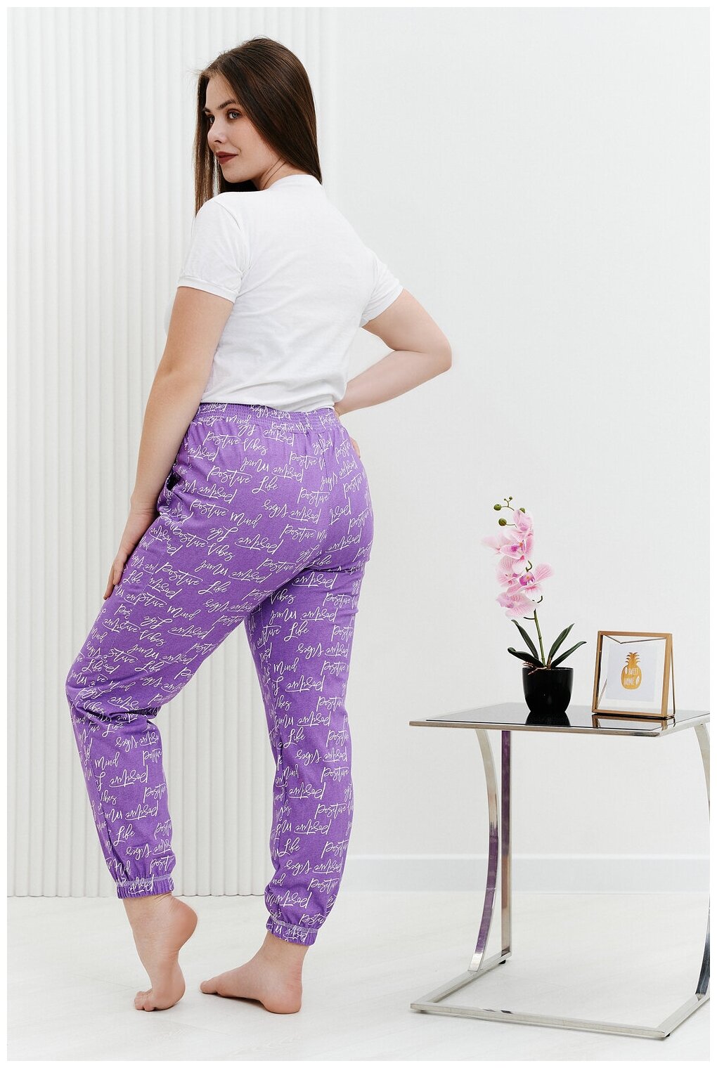 Брюки Натали, без рукава, пояс на резинке, карманы, размер 54, фиолетовый - фотография № 4