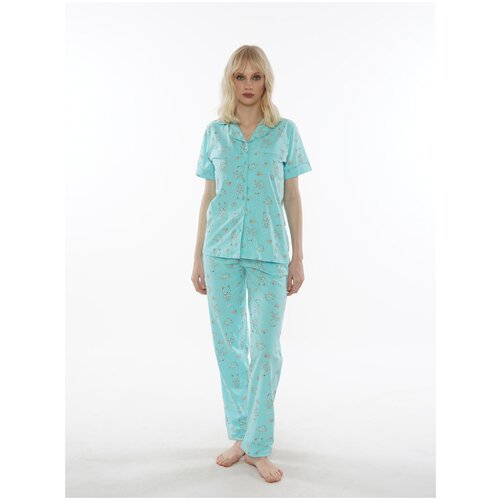 Пижама Vienetta, размер 50, голубой пижама vienetta шорты стрейч размер 50 голубой