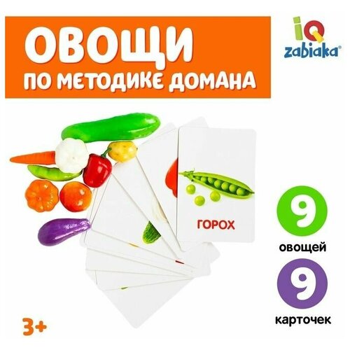 Обучающий набор по методике Г. Домана «Овощи»: 9 карточек + 9 овощей, счётный материал обучающий набор по методике г домана овощи 9 карточек 9 овощей счётный материал