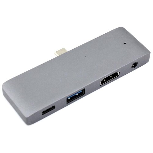 Адаптер Type C на HDMI, USB 3.0 + Audio 3,5 + Type C серый usb c hub 5 in 1 type c hub with 2 usb 3 0 port 4k hdmi audio mic port usb c 100w pd charging compatible for macbook pro air
