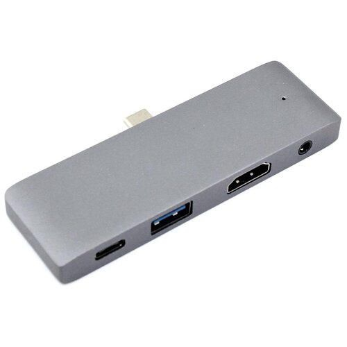 Адаптер Type C на HDMI, USB 3.0 + Audio 3,5 + Type C серый