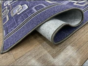 Ковровая дорожка , ковёр безворсовый Carpet World "Фиолетовые цепи с серым" , полиамид , микрофибра , 0.80x2.00m - фотография № 8