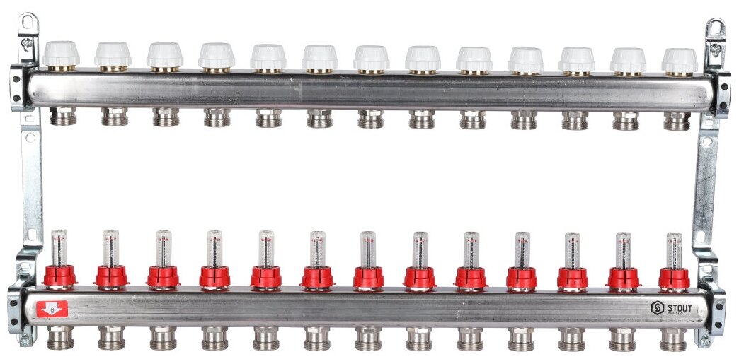 Stout SMS-0917 Коллекторная группа 13 вых. из нержавеющей стали (с расходомерами)