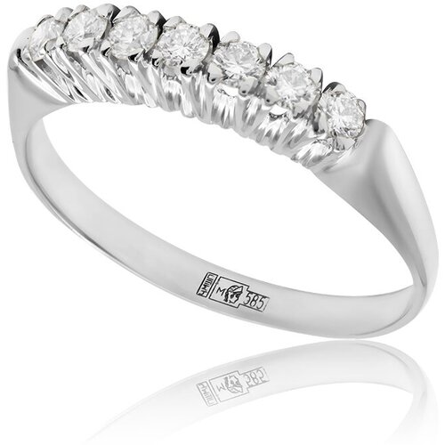 Кольцо помолвочное 1RBC, белое золото, 585 проба, бриллиант, размер 17 кольцо наборное platika белое золото 585 проба бриллиант размер 17