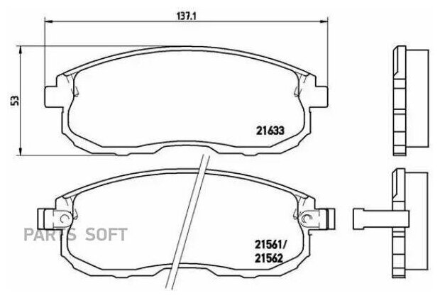 P56021 BREMBO Колодки тормозные дисковые передн. NISSAN ALTIMA (L30) 06/97-08/01 / NISSAN ALTIMA (L31) 08/01-04/07