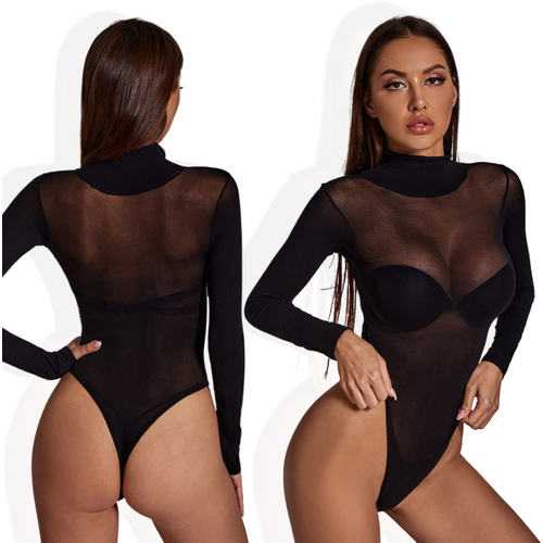 Боди SweetNight, размер 40-44, черный сексуальная латексная женская одежда комбинезон боди с отверстием в шее