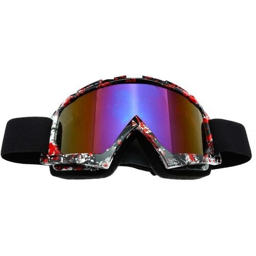 TORSO Очки-маска для езды на мототехнике, стекло сине-фиолетовый хамелеон, черно-красные, ОМ-25