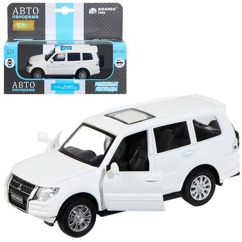 Машина металлическая Mitsubishi Pajero 4WD Turbo 1:43, инерция, открываются двери, цвет белый ветровики 4 двери mitsubishi pajero iii 99 16 mitsubishi pajero iv 07 16 nld smipaj0