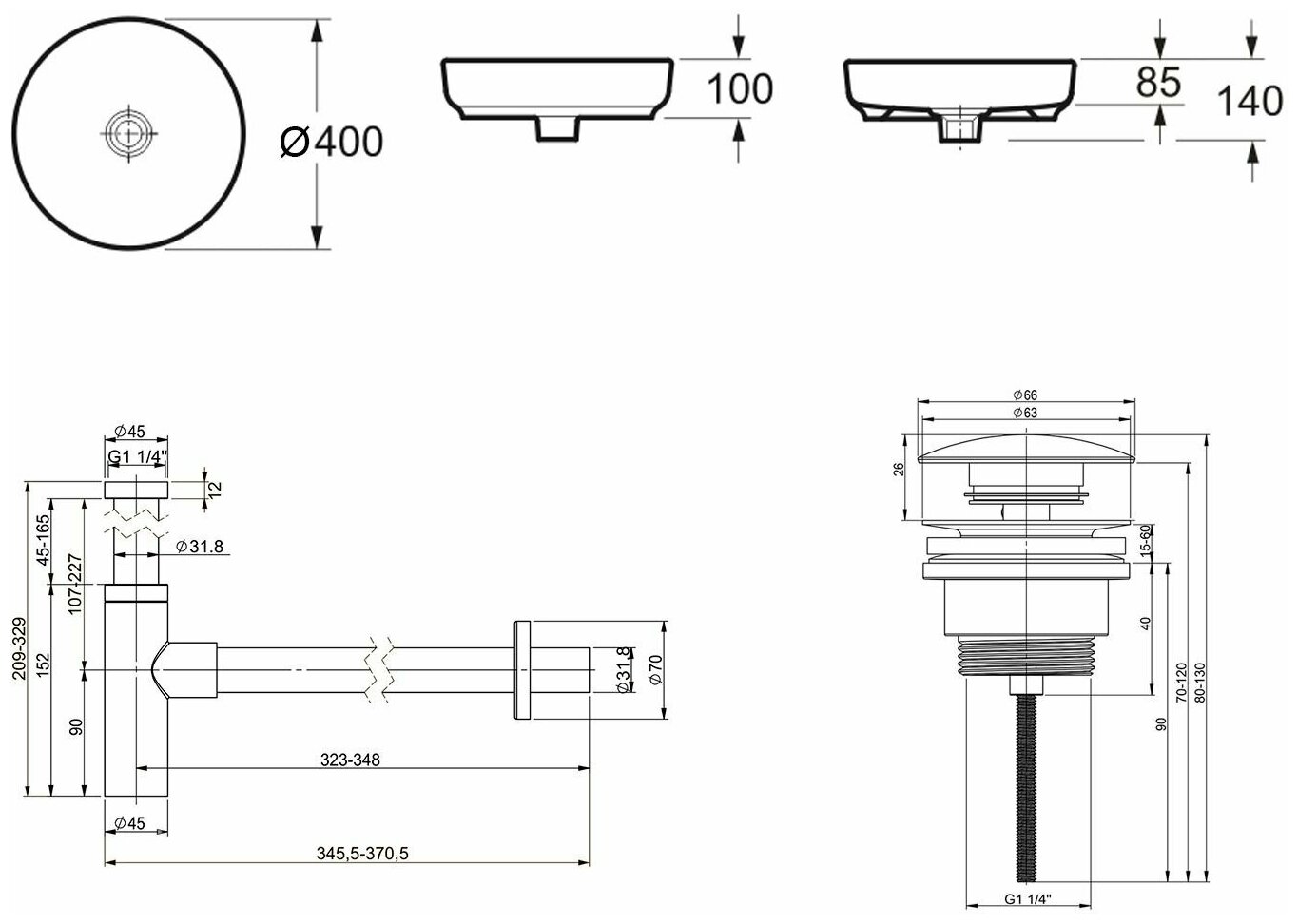 Комплект 3 в 1 Lavinia Boho Bathroom Sink 21520198: накладная фарфоровая раковина 40 см, металлическ - фото №9