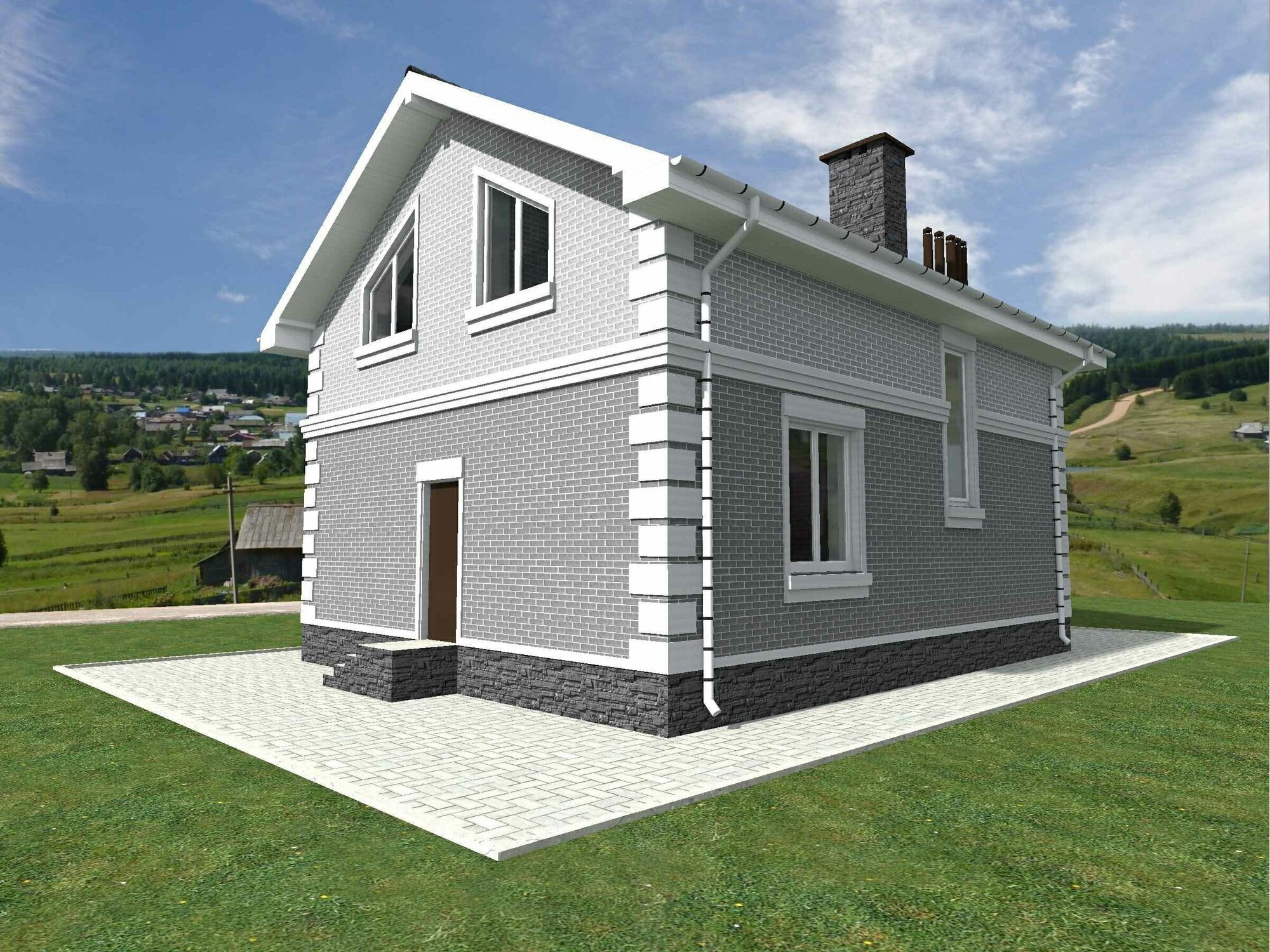 Проект двухэтажного дома без гаража из газобетонного блока с облицовкой из фасадных термопанелей площадью 116,2 кв.м - фотография № 3