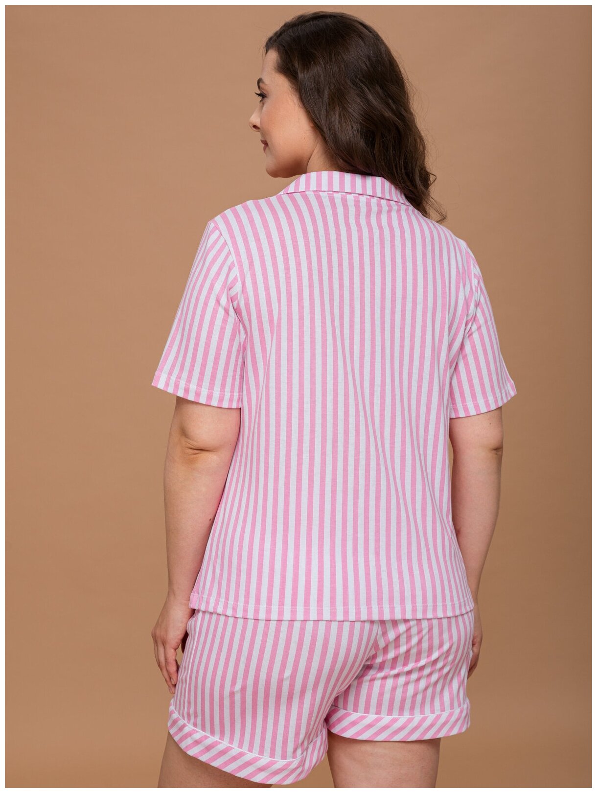 Домашняя женская пижама Алтекс с шортами и рубашкой розовая, размер 44 - фотография № 4